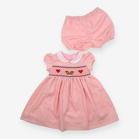 Collard Dress Light Pink with a Crown and Hearts