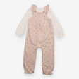 Outfit jersey pink dungarees white rib LS bodysuit