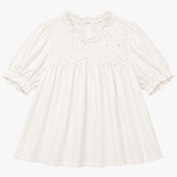 High Neck Top White Broderie Anglaise