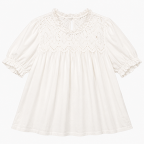 High Neck Top White Broderie Anglaise