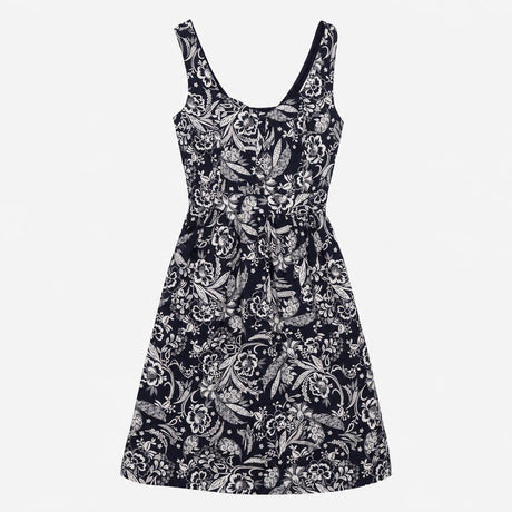 Mini Dress Navy Blue White Floral Print Sleeveless