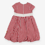 Dress SS red white check lined puffa hem