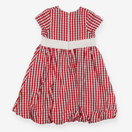 Dress SS red white check lined puffa hem