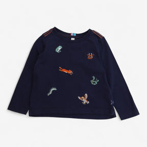 T-Shirt Navy Long Sleeve Gruffalo Friends Applique