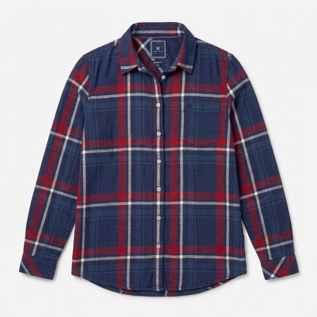 Navy and Red Check Relaxed-Fit Shirt