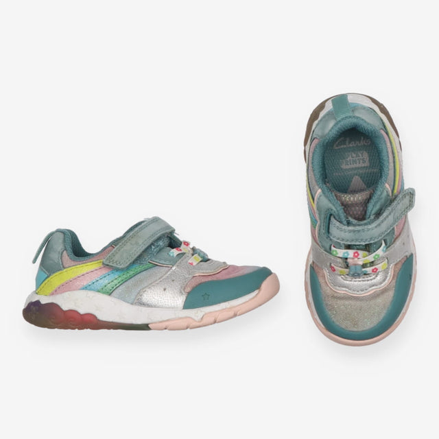 Trainers Blue with Rainbow Print 