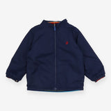 Reversible coat navy and colorful stripe