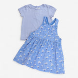 Dress blue daisy with stripe tee 