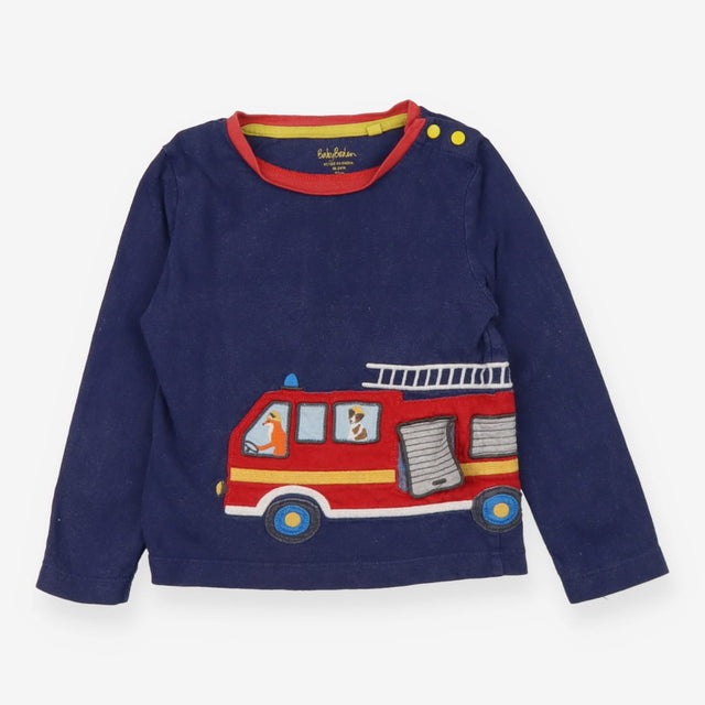 Navy long sleeved t-shirt with fire engine