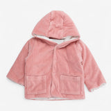Hooded Cardigan Pink with spotted lining
