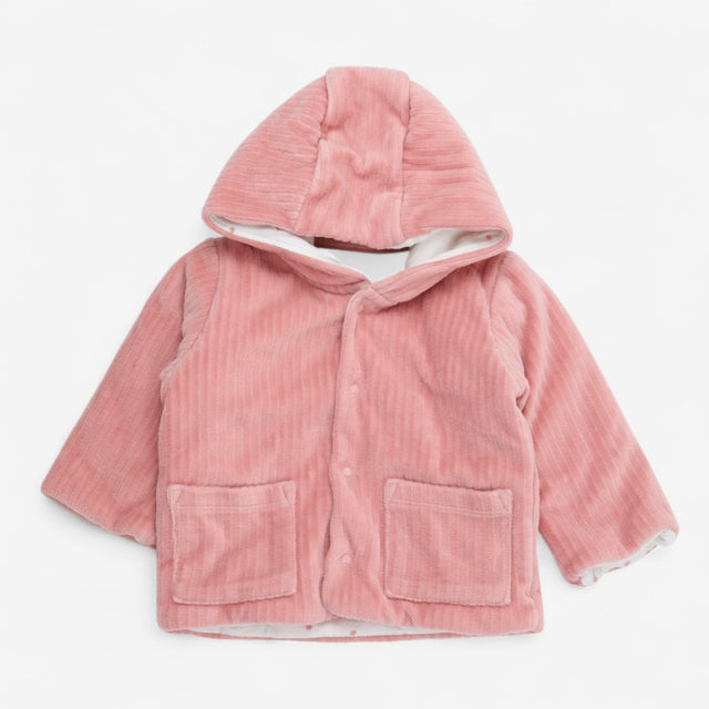 Hooded Cardigan Pink with spotted lining