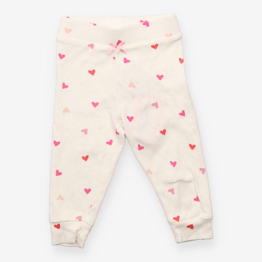 Leggings white with pink hearts