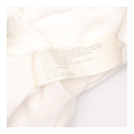 White Ribbed Cotton Stretch Crochet Lace Back Scoo
