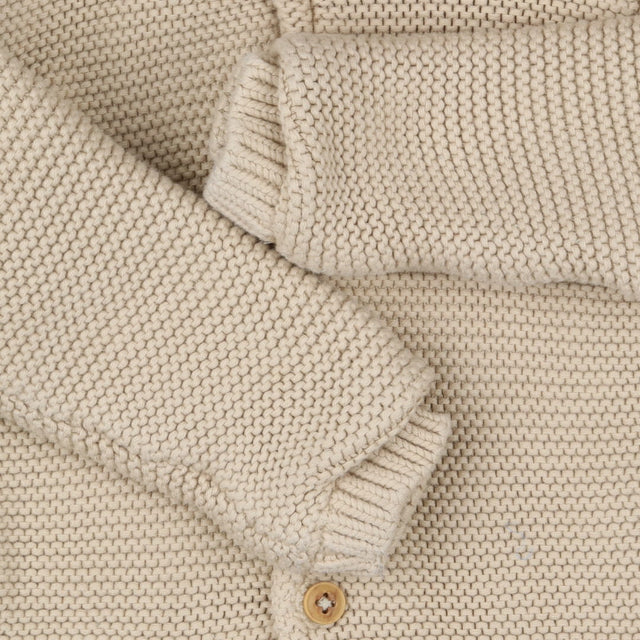 Cream Knit Hooded Cardigan