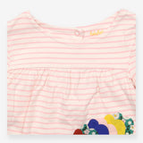 Dress long sleeved pink white stripe hedgehog