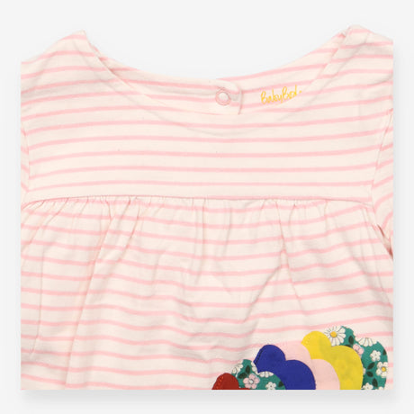 Dress long sleeved pink white stripe hedgehog