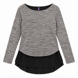 Grey Marl Layered Long Sleeve Maternity Nursing To
