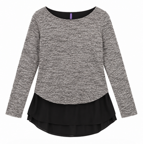 Grey Marl Layered Long Sleeve Maternity Nursing To