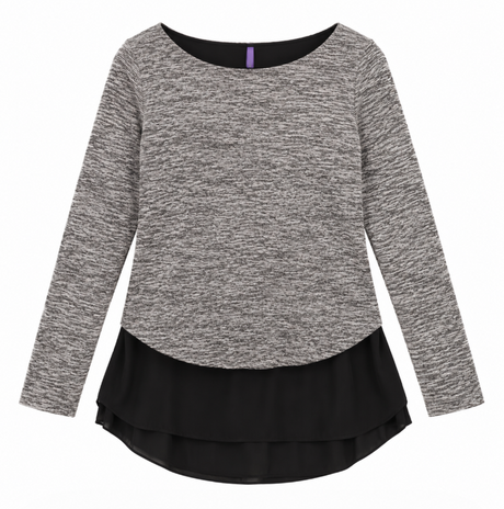 Grey Marl Layered Long Sleeve Maternity Nursing To