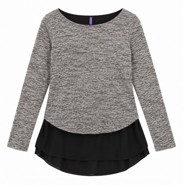 Grey Marl Layered Long Sleeve Maternity Nursing To