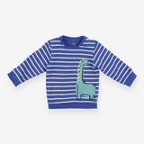 Sweater Jersey Blue Striped Dinosaur 