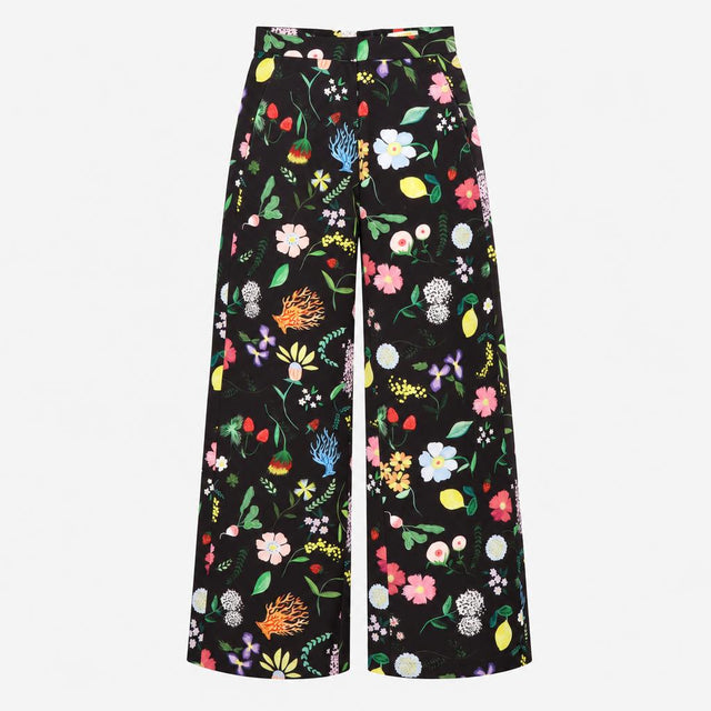 Black Lemon Fruit Floral Print Stretch Claude Bota