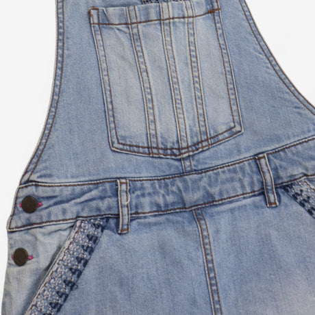 Dungarees shortie denim blue white floral lining