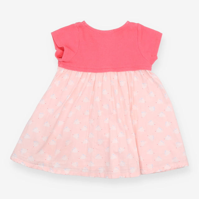 Empire Dress Pink with Buttons and Seagulls 