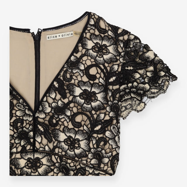 Lace Overlay Playsuit – Black & Nude