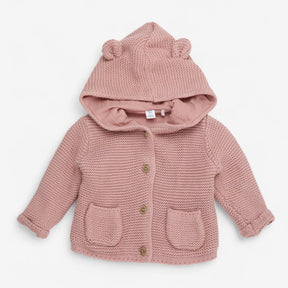 Rose Pink Hooded Cardigan with Ears