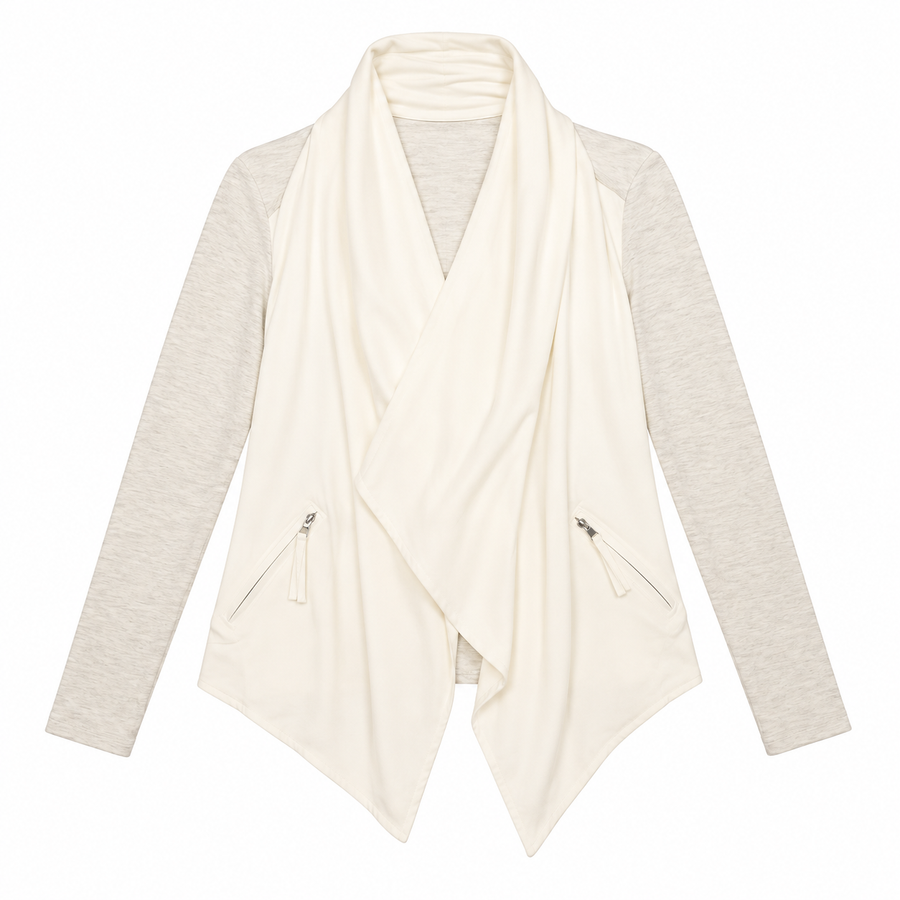 Ivory Waterfall Open Front Drape Cardigan