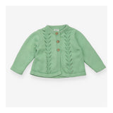 Green pointelle cardigan
