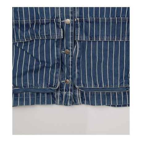 Jacket Blue Striped Denim Utility Button Up