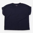 T-Shirt Navy Blue Turn Up Cuff Sleeve Crew Neck Pl