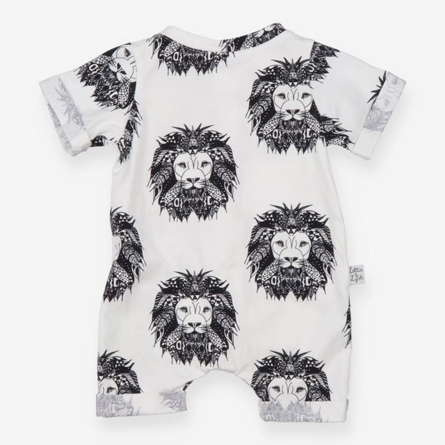 Romper white black lion shortie