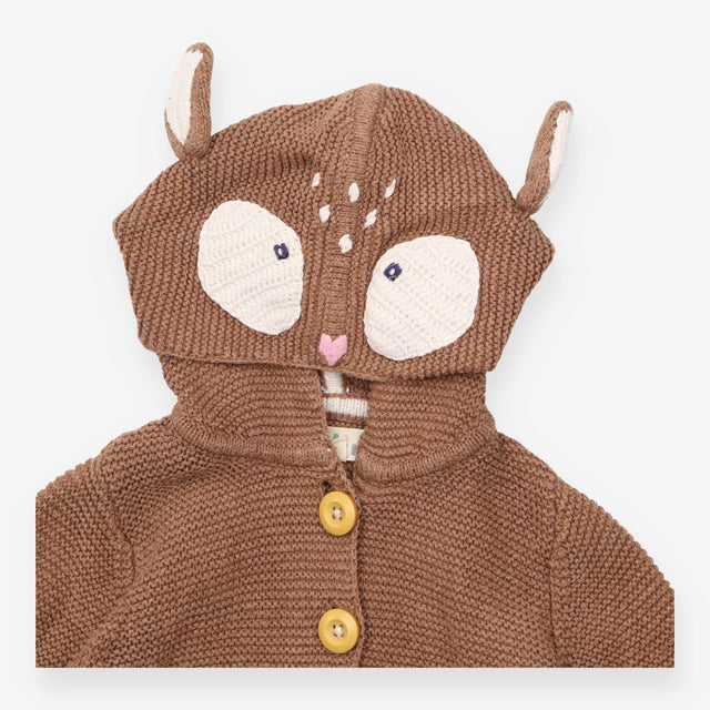 Brown Knit Deer Cardigan