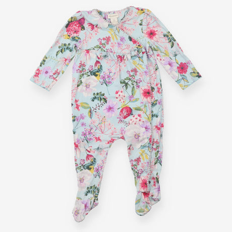 Sleepsuit blue floral poppers