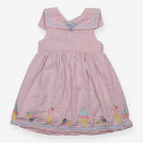 Peter Pan Collar Dress Pink and White Strip with E