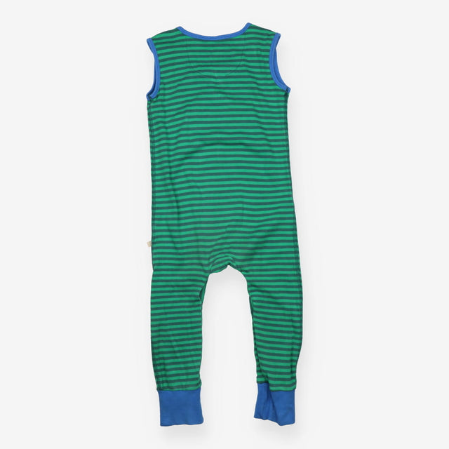 Romper Green stripe Smart Tiger Applique