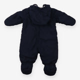 Footed Padded Pramsuit Navy with Grey Lining