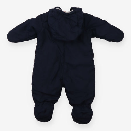 Footed Padded Pramsuit Navy with Grey Lining