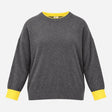 Charcoal Grey Yellow Trim Wool Alpaca Blend Relaxe