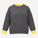 Charcoal Grey Yellow Trim Wool Alpaca Blend Relaxe