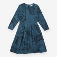 Teal Black Spot Print Fit-and-Flare Dress