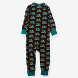Brown and teal truck zip sleepsuit