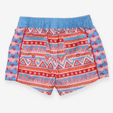 Surf shorts blue and pink with shells and starfish