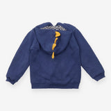 Hoodie Knit Blue Dinosaur Appliques
