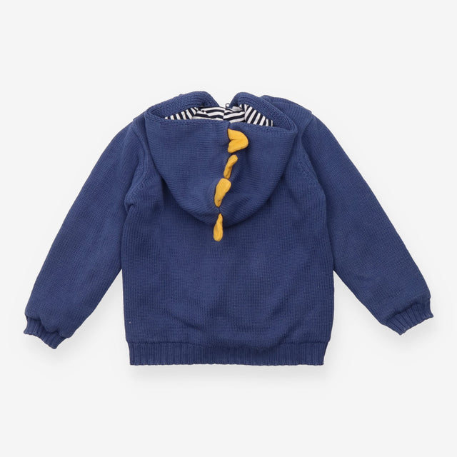 Hoodie Knit Blue Dinosaur Appliques