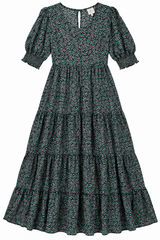 Midi and Tiered Dress Grey Teal Animal Print Tiere