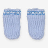 Blue knit mittens